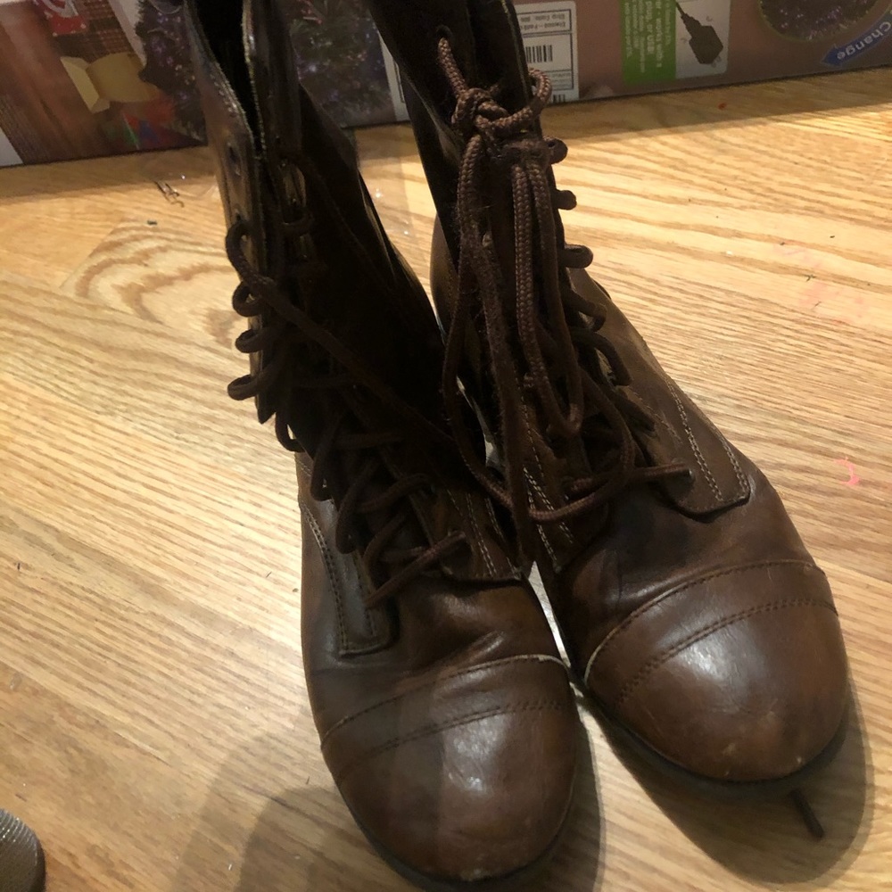 Brown combat boots